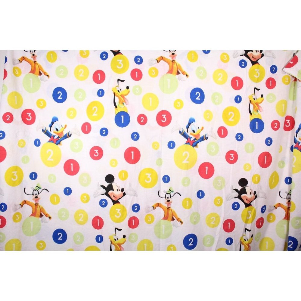 VTG Disney Mickey Mouse Donald Duck Goofy Numbers Dots Cutter Fabric Twin Sheet